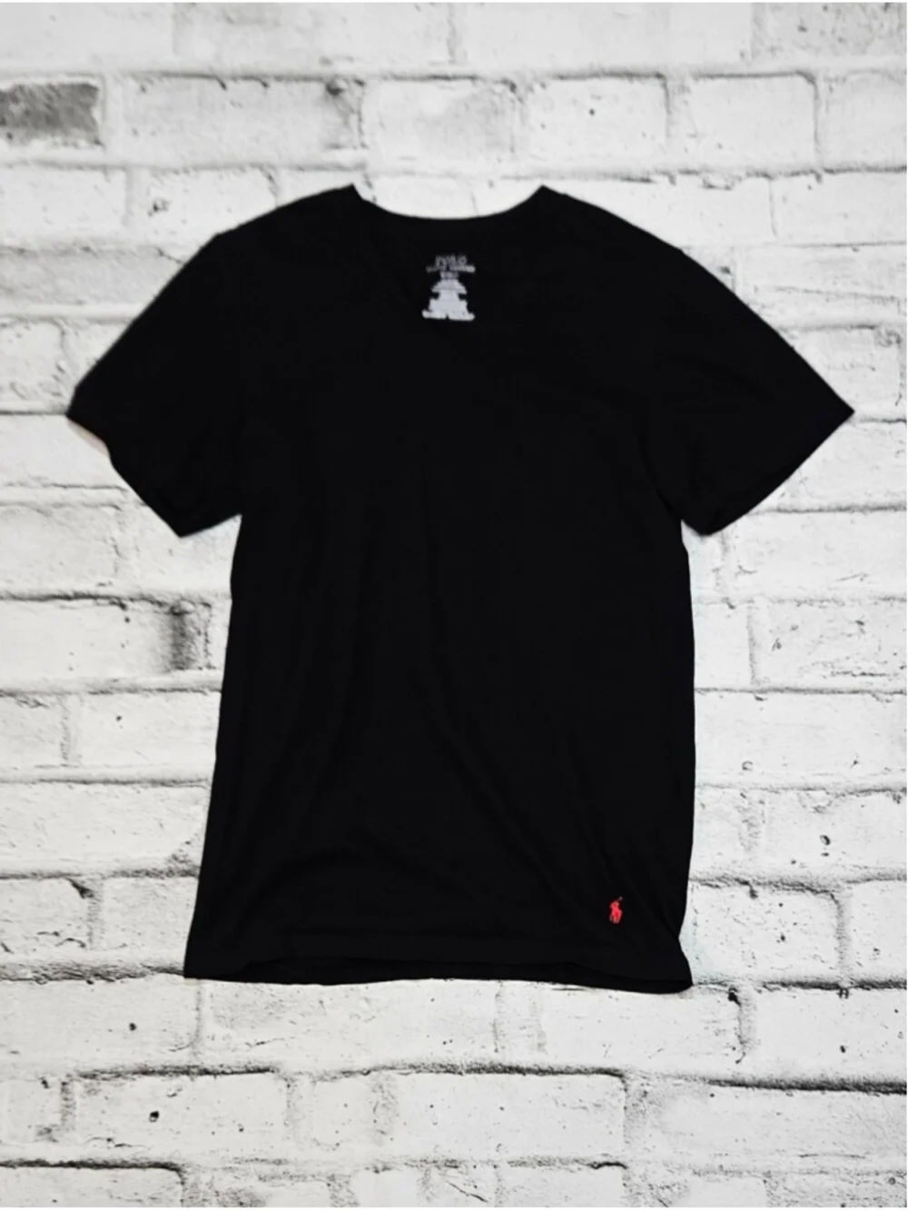 Polo Ralph Lauren Classic Fit Black V Neck Cotton T Shirt Small